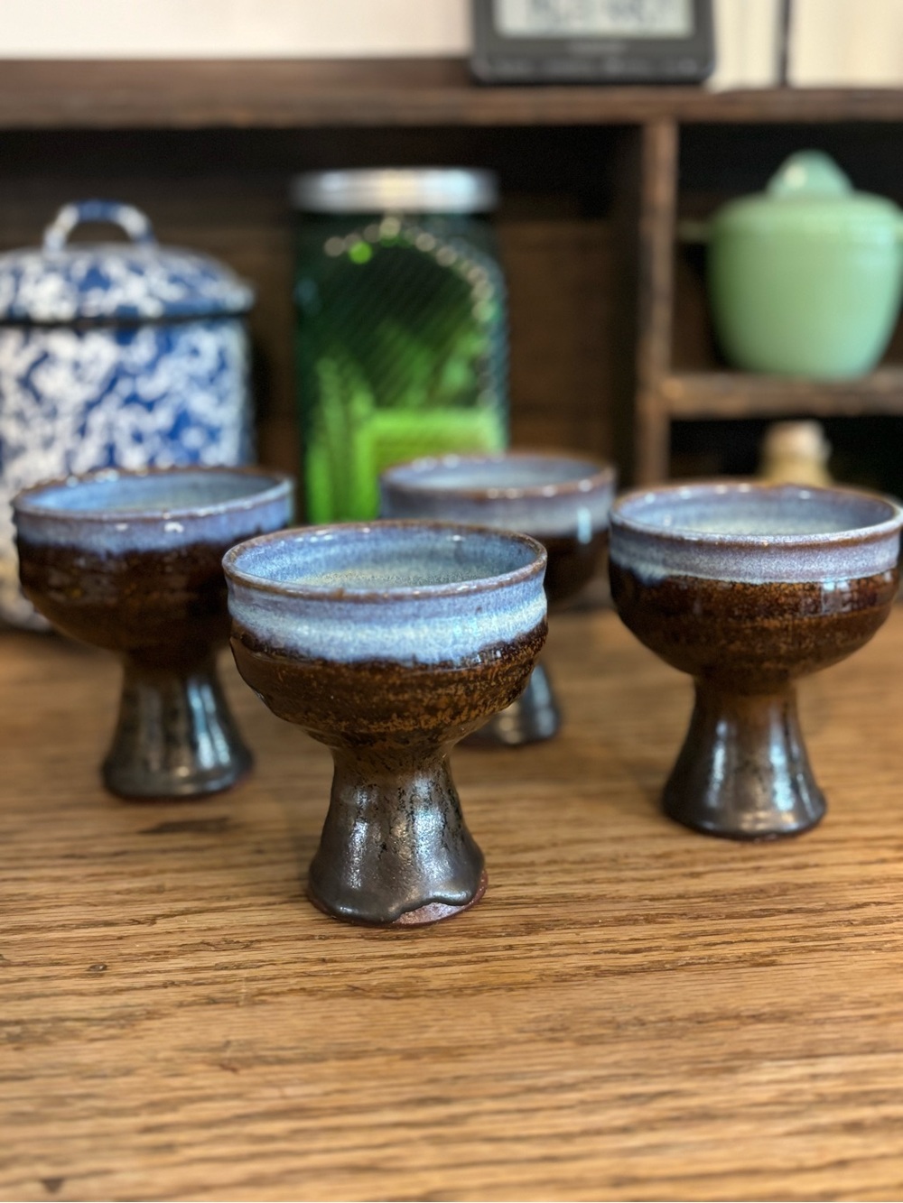Handcrafted Brown Ceramic Goblet Set - Home Accents